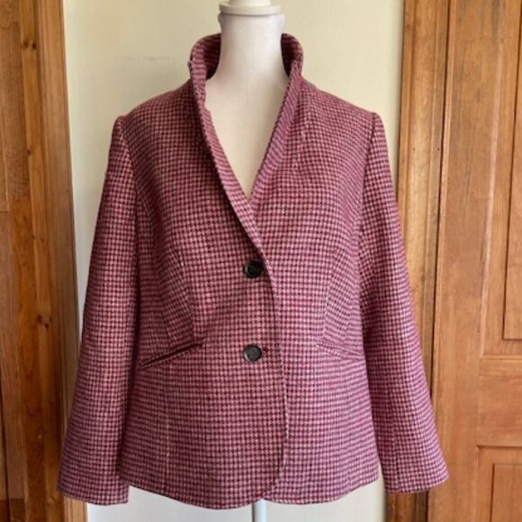 TALBOTS Classic Shetland Blazer Houndstooth Racing Horse Print Lining 10… - Picture 5 of 17